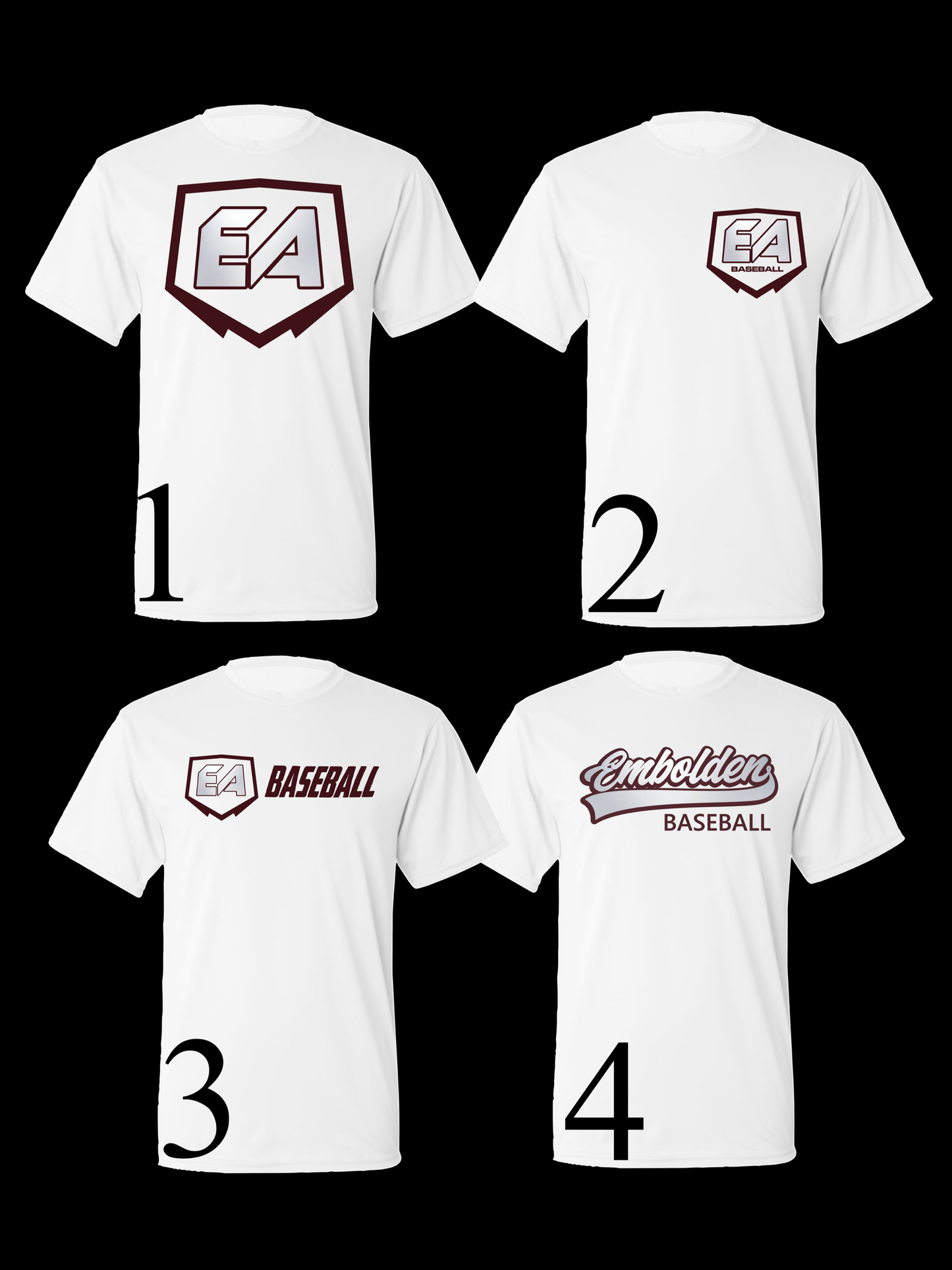 White EA Baseball T-shirts