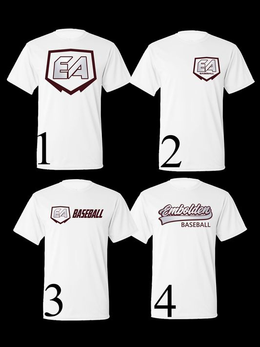 White EA Baseball T-shirts