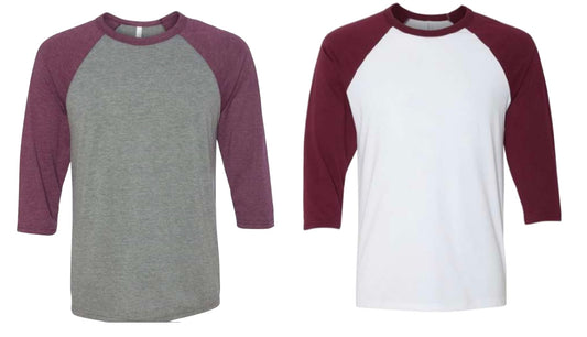 Bella canvas- three quarter sleeve baseball tee- 3200